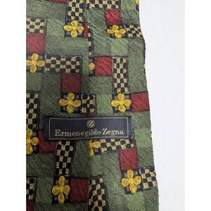 Ermenegildo Zegna Necktie‎ Multicolor Geometric Silk Textured Tie All Over Italy